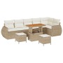 Conjunto de sofá de jardín 9 pcs Beige ratán sintético