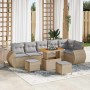 Conjunto de sofá de jardín 9 pcs Beige ratán sintético