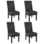 Sillas de comedor 4 unidades ratán Kubu y madera mango negro