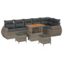 Conjunto de sofá de jardín 9 pcs Gris ratán sintético