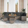 Conjunto de sofá de jardín 9 pcs Gris ratán sintético