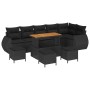 Conjunto de sofá de jardín 10 pcs Negro ratán sintético
