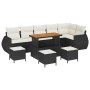 Conjunto de sofá de jardín 10 pcs Negro ratán sintético