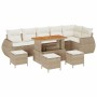 Conjunto de sofá de jardín 10 pcs Beige ratán sintético