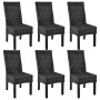 Sillas de comedor 6 unidades ratán Kubu y madera mango negro