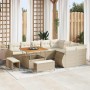 Conjunto de sofá de jardín 12 pcs Beige ratán sintético