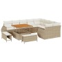 Conjunto de sofá de jardín 12 pcs Beige ratán sintético