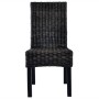Sillas de comedor 6 unidades ratán Kubu y madera mango negro