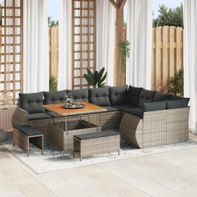 Conjunto de sofá de jardín 12 pcs Gris ratán sintético