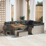 Conjunto de sofá de jardín 12 pcs Gris ratán sintético
