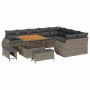Conjunto de sofá de jardín 12 pcs Gris ratán sintético