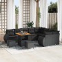 Conjunto de sofá de jardín 12 pcs Negro ratán sintético