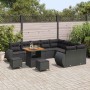 Conjunto de sofá de jardín 12 pcs Negro ratán sintético