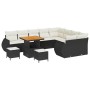 Conjunto de sofá de jardín 12 pcs Negro ratán sintético