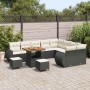 Conjunto de sofá de jardín 12 pcs Negro ratán sintético