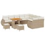 Conjunto de sofá de jardín 12 pcs Beige ratán sintético