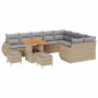 Conjunto de sofá de jardín 12 pcs Beige ratán sintético