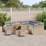 Conjunto de sofá de jardín 12 pcs Beige ratán sintético