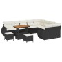 Conjunto de sofá de jardín 12 pcs Negro ratán sintético