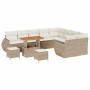 Conjunto de sofá de jardín 12 pcs Beige ratán sintético