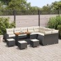 Conjunto de sofá de jardín 13 pcs Negro ratán sintético