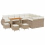 Conjunto de sofá de jardín 13 pcs Beige ratán sintético