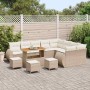 Conjunto de sofá de jardín 13 pcs Beige ratán sintético