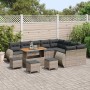 Conjunto de sofá de jardín 13 pcs Gris ratán sintético