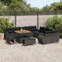 Conjunto de sofá de jardín 13 pcs Negro ratán sintético