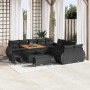 Conjunto de sofá de jardín 13 pcs Negro ratán sintético