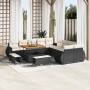 Conjunto de sofá de jardín 13 pcs Negro ratán sintético