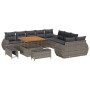 Conjunto de sofá de jardín 13 pcs Gris ratán sintético