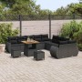 Conjunto de sofá de jardín 13 pcs Negro ratán sintético