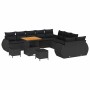Conjunto de sofá de jardín 13 pcs Negro ratán sintético
