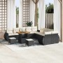 Conjunto de sofá de jardín 13 pcs Negro ratán sintético
