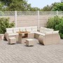 Conjunto de sofá de jardín 13 pcs Beige ratán sintético