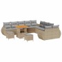 Conjunto de sofá de jardín 13 pcs Beige ratán sintético
