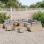 Conjunto de sofá de jardín 13 pcs Beige ratán sintético