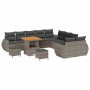 Conjunto de sofá de jardín 13 pcs Gris ratán sintético