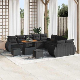 Conjunto de sofá de jardín 13 pcs Negro ratán sintético Conjunto de sofá de jardín 13 pcs Negro ratán sintético