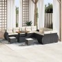 Conjunto de sofá de jardín 13 pcs Negro ratán sintético