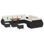 Conjunto de sofá de jardín 13 pcs Negro ratán sintético