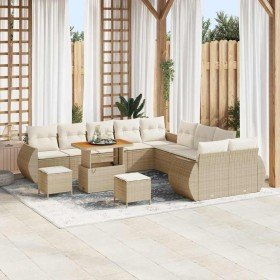 Conjunto de sofá de jardín 13 pcs Beige ratán sintético en Conjuntos de jardín | Comprar online en Foro24