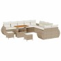 Conjunto de sofá de jardín 13 pcs Beige ratán sintético