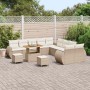 Conjunto de sofá de jardín 13 pcs Beige ratán sintético