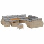 Conjunto de sofá de jardín 13 pcs Beige ratán sintético
