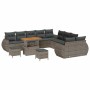 Conjunto de sofá de jardín 13 pcs Gris ratán sintético