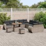 Conjunto de sofá de jardín 13 pcs Gris ratán sintético