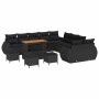 Conjunto de sofá de jardín 14 pcs Negro ratán sintético