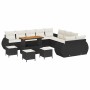 Conjunto de sofá de jardín 14 pcs Negro ratán sintético